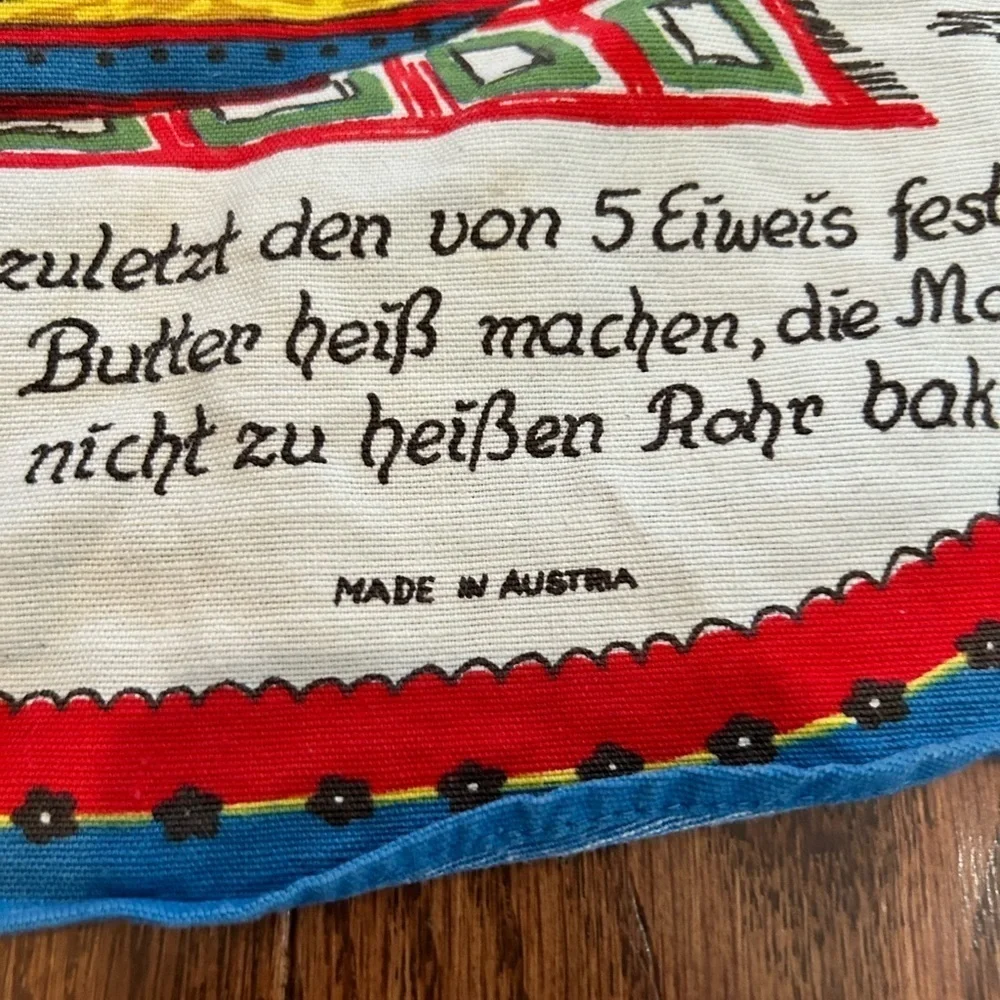 Vintage Indanthren Austrian Kitchen Waist Apron With salzburger nockerl recipe